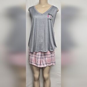 Joyspun Soft Collection 2X 18W 20W Shorts Tank Heather Grey Pink Plaid Coffee